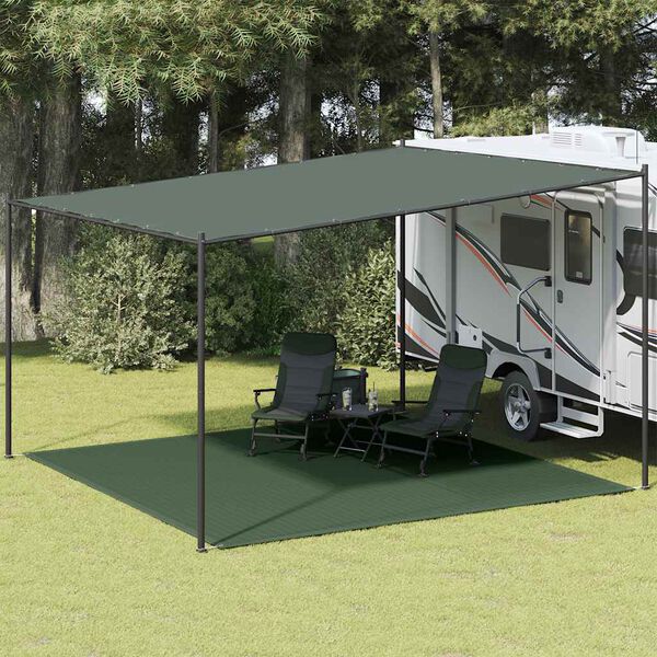 vidaXL Tappeto da Tenda 400x400 cm Verde Scuro in HDPE