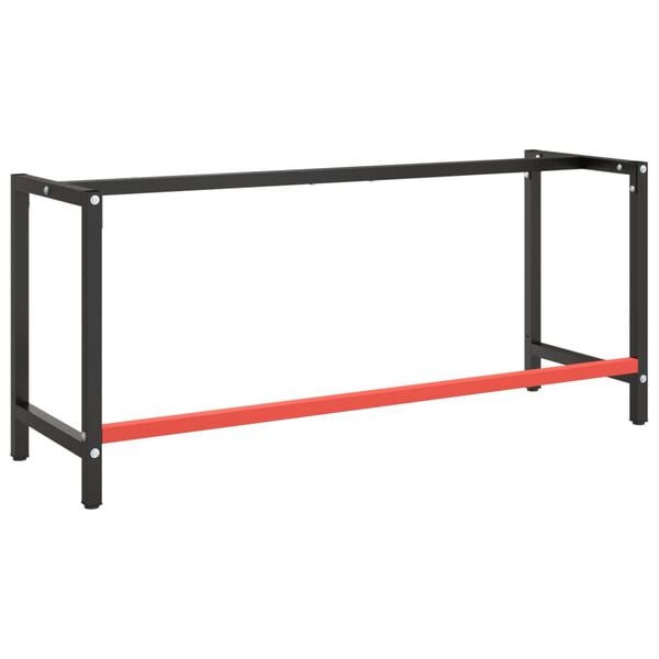 vidaXL Telaio Banco da Lavoro Nero e Rosso Opaco 180x57x79 cm Metallo