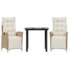 vidaXL Set da Pranzo da Giardino 3 pz con Cuscini Beige in Polyrattan