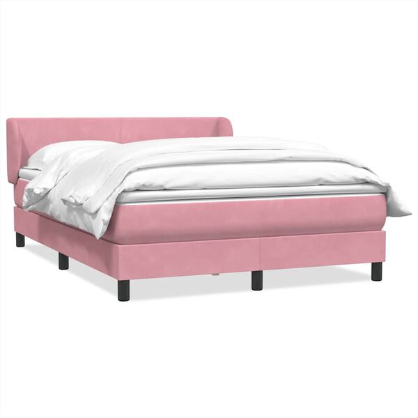 vidaXL Giroletto a Molle con Materasso Rosa 160x210 cm in Velluto