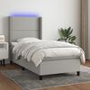 vidaXL Letto a Molle Materasso e LED Grigio Chiaro 90x190 cm Tessuto