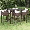 vidaXL Set da Bar da Giardino 7 pz con Cuscini in Polyrattan Marrone