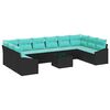 vidaXL Set di divani con cuscino 11 pcs Nero polyrattan