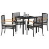 vidaXL Set da Pranzo per Giardino 5 pcs Nero polyrattan