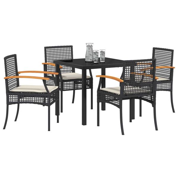 vidaXL Set da Pranzo per Giardino 5 pcs Nero polyrattan