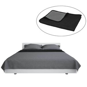 vidaXL Copriletto Double-Face Trapuntato 170x210 cm Grigio e Nero
