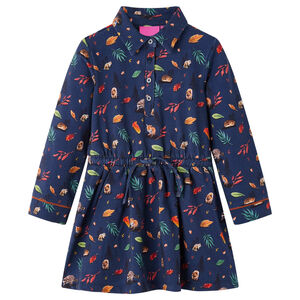 vidaXL Abito da Bambina a Maniche Lunghe Blu Marino 104