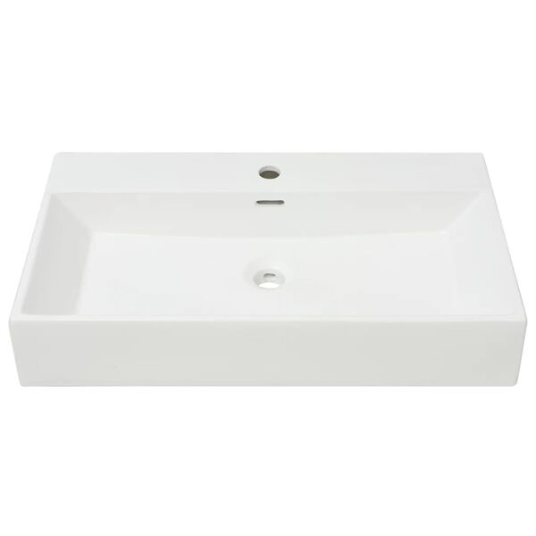vidaXL Lavandino con Foro Rubinetto in Ceramica Bianca 76x42,5x14,5 cm