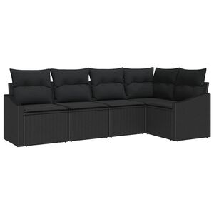 vidaXL Set di divani con cuscino 5 pcs Nero polyrattan