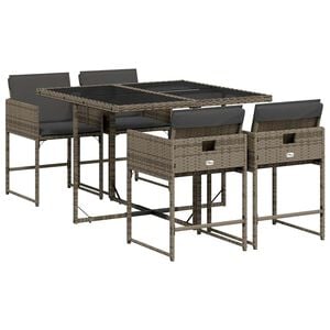 vidaXL Set da Pranzo da Giardino 5 pz con Cuscini in Polyrattan Grigio