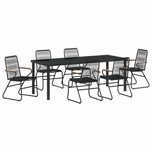 vidaXL Set da Pranzo per Giardino 7 pz Nero