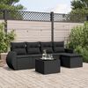 vidaXL Set Divano da Giardino 6 pz con Cuscini Nero in Polyrattan