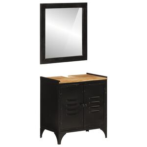 vidaXL Set Mobili da Bagno 2pz in Ferro e Legno Massello di Mango