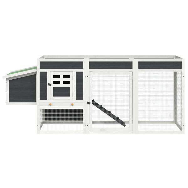 vidaXL Pollaio Grigio 204x50x84 cm in Legno Massello di Pino