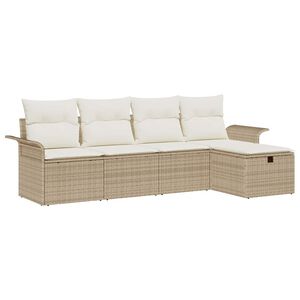 vidaXL Set Divano da Giardino 5 pz Beige e Crema polyrattan