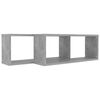vidaXL Mensole Parete a Cubo 2pz Grigio Cemento 60x15x23cm Multistrato