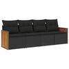 vidaXL Set Divani da Giardino 4 pz con Cuscini Nero in Polyrattan