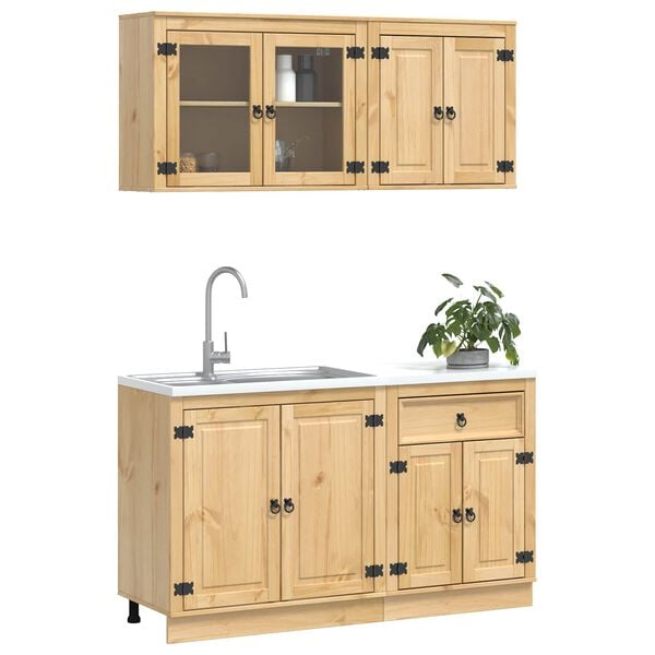 vidaXL Armadietto con porta SKI 4 pcs Marrone Miele Pino massello