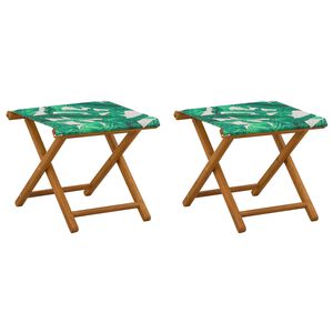 vidaXL Lettino 2 pcs Legno di Eucalipto Massello Motivo a Foglie
