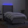 vidaXL Letto a Molle Materasso e LED Grigio Chiaro 90x190 cm Tessuto
