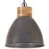 vidaXL Lampadario Industriale Grigio Ferro e Legno Massello 46 cm E27