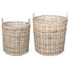 vidaXL Cestino per piante con archiviazione 2 pcs Grigio Rattan Lacak