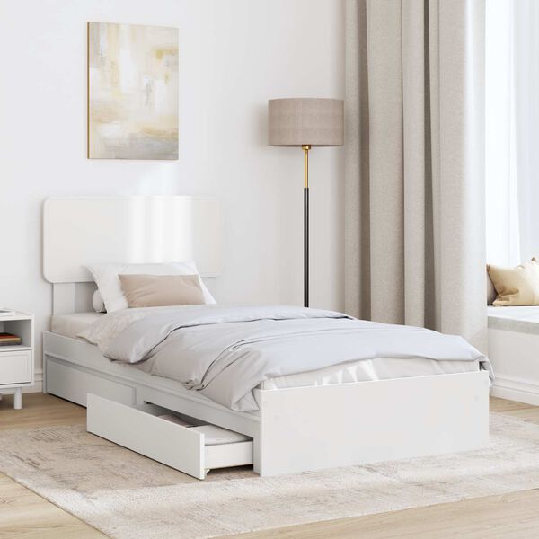 vidaXL Letto con Contenitore Bianco 90 x 200 cm Legno multistrato
