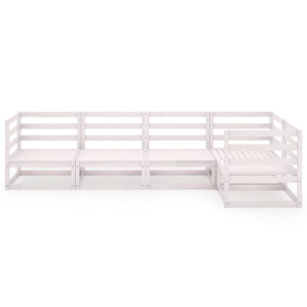 vidaXL Set Divani da Giardino 5 pz Bianco in Legno Massello di Pino