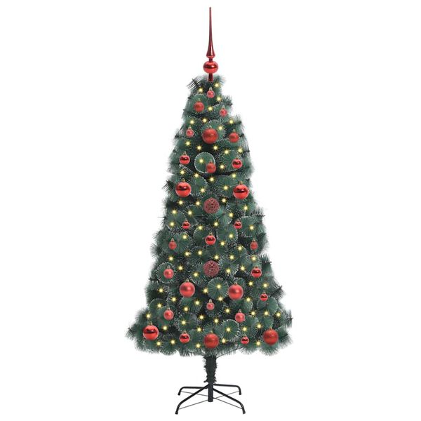 vidaXL Albero di Natale Artificiale Pre-illuminato con Set di Palline