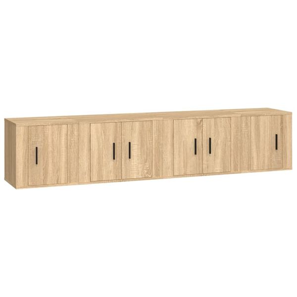 vidaXL Set di Mobili Porta TV 4 pz Rovere Sonoma in Legno Multistrato