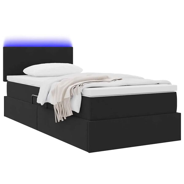 vidaXL Letto con contenitore e LED con led Nero 90 x 190 cm Velluto