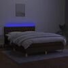 vidaXL Letto a Molle Materasso e LED MarroneScuro 140x190cm in Tessuto