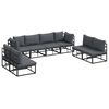 vidaXL Set Divano da Giardino con cuscino 8 pcs Nero Alluminio