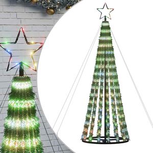 vidaXL Albero di Natale a LED 275 LED Colorato 180 cm