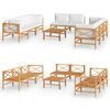 vidaXL Set Divani da Giardino 6pz Cuscini Crema Legno Massello di Teak