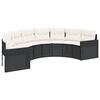 vidaXL Set Divani da Giardino Semicircolare 3 pz in Polyrattan Nero