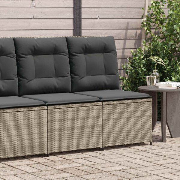vidaXL Divano da giardino con cuscino Grigio Poly Rattan