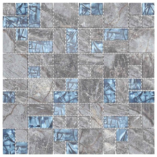 vidaXL Piastrella Mosaic 11 pcs Grigio e Blu 50 x 50 cm Vetro