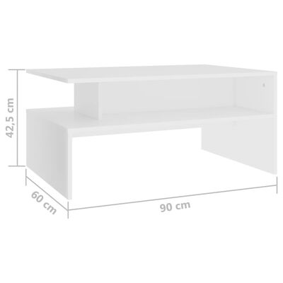vidaXL Tavolino da Salotto Bianco 90x60x42,5 cm in Legno Multistrato
