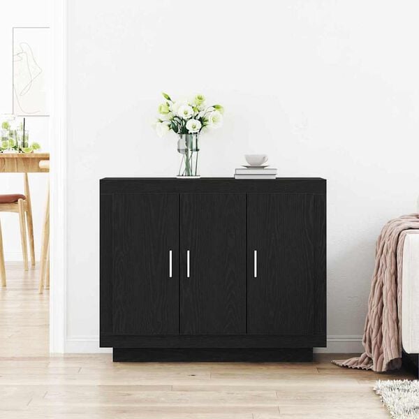 vidaXL Credenza Rovere Nero 92 x 35 x 75 cm Legno multistrato