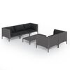 vidaXL Divani da Giardino 6 pz con Cuscini in Polyrattan Grigio Scuro