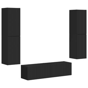 vidaXL Set mobile TV 6 pcs Nero Legno multistrato