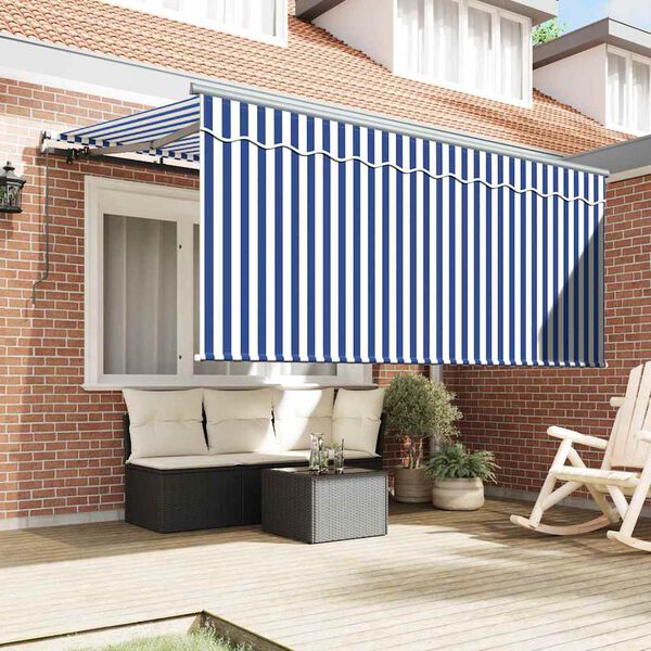 vidaXL Tenda Retrattile Blu e Bianco 300 x 200 cm