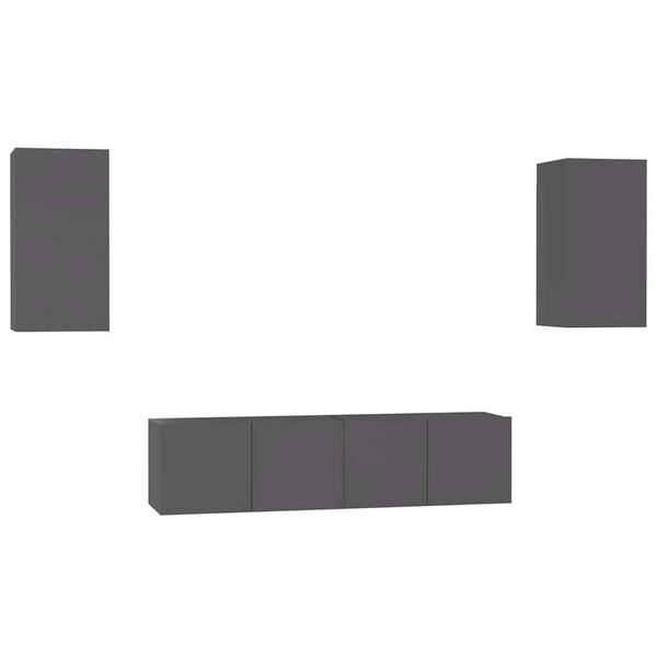 vidaXL Set Mobili Porta TV 4 pz Grigio in Legno Multistrato