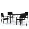 vidaXL Set Mobili da Pranzo da Giardino 5 pz Nero