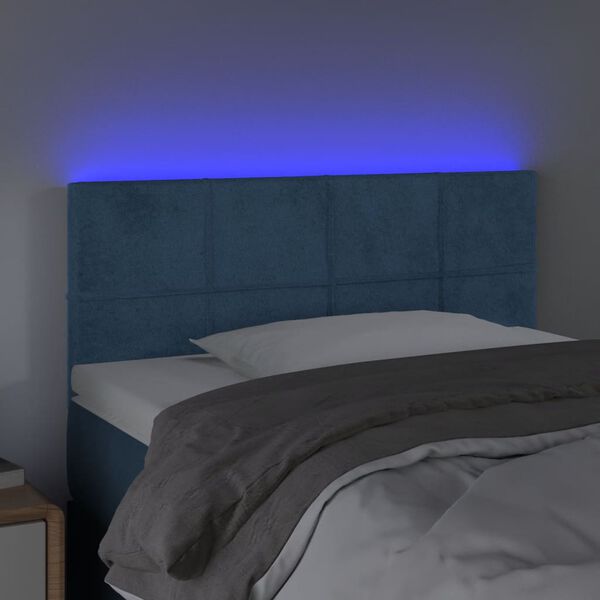vidaXL Testiera a LED Blu Scuro 100x5x78/88 cm in Velluto