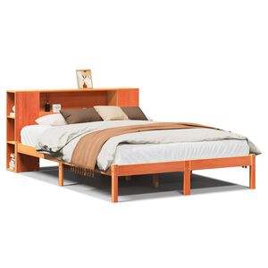 vidaXL Letto Libreria senza Materasso Marrone Cera 140x200 cm in Pino