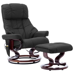 vidaXL Poltrona Massaggi Reclinabile Grigia Similpelle e Legno Curvato
