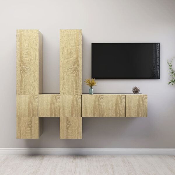 vidaXL Set di Mobili Porta TV 7 pz Rovere Sonoma in Legno Multistrato