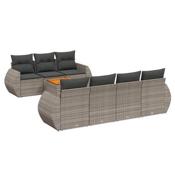 vidaXL Set Divano da Giardino 8 pz con Cuscini Grigio in Polyrattan